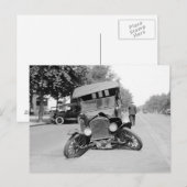 Carte Postale Voiture ancienne accidentée, 1922 (Devant / Derrière)
