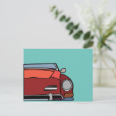 Carte Postale Voiture Ancienne Graphique Rouge (Debout devant)