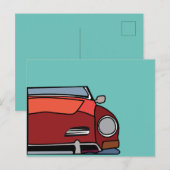 Carte Postale Voiture Ancienne Graphique Rouge (Devant / Derrière)