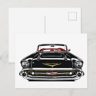 Carte Postale Voiture Ancienne Rétro Classique Devant Art Pop