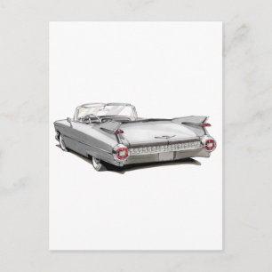 Carte Postale Voiture blanche Cadillac 1959