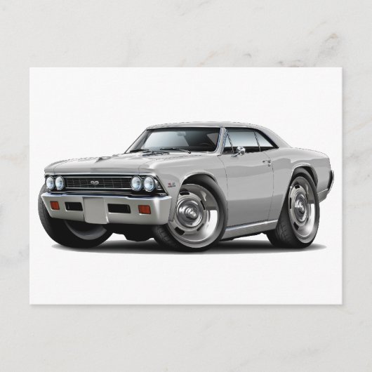 Carte Postale Voiture blanche Chevelle 1966 (Devant)