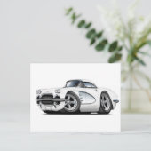 Carte Postale Voiture blanche Corvette 1961 (Debout devant)