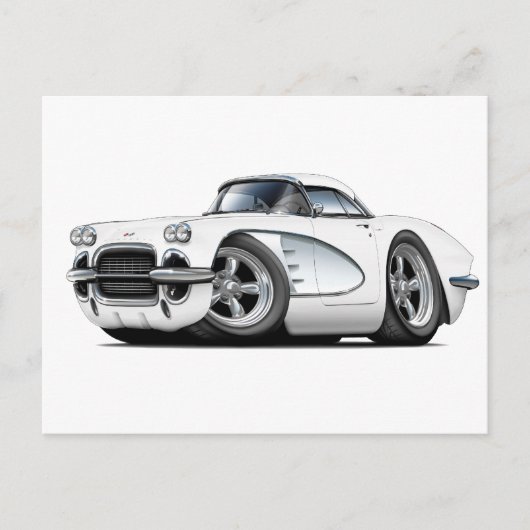 Carte Postale Voiture blanche Corvette 1961 (Devant)