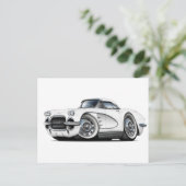 Carte Postale Voiture blanche Corvette 1962 (Debout devant)