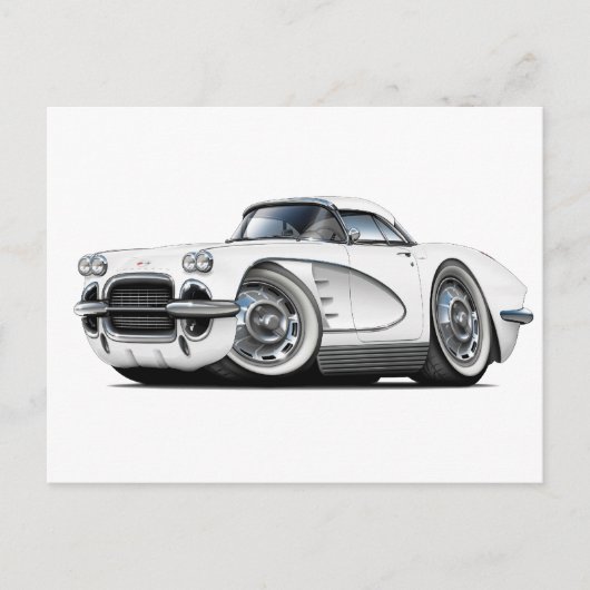 Carte Postale Voiture blanche Corvette 1962 (Devant)