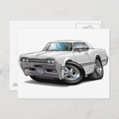 Carte Postale Voiture blanche Cutlass 1966 (Devant / Derrière)