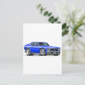 Carte Postale Voiture bleu Chevy Nova (Debout devant)