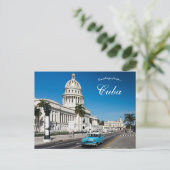 Carte Postale Voiture bleue à La Havane Cuba (Debout devant)