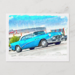 Carte Postale Voiture bleue classique Buick