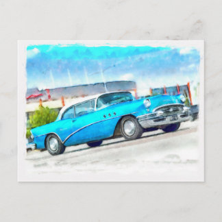 Carte Postale Voiture bleue classique Buick