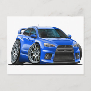 Carte Postale Voiture bleue Mitsubishi Evo