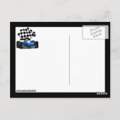 Carte Postale Voiture Blue Race avec drapeau À damiers (Dos)