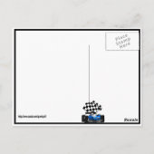 Carte Postale Voiture Blue Race avec drapeau À damiers (Dos)