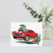 Carte Postale Voiture Camaro Rouge-Blanc 1970-72 (Debout devant)