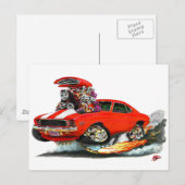 Carte Postale Voiture Camaro RS SS rouge-blanc 1969 (Devant / Derrière)