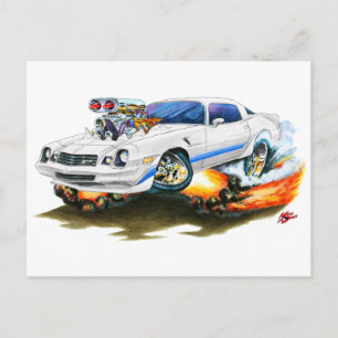 Carte Postale Voiture Camaro Z28 Bleu Blanc 1979-81