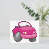 Carte Postale Voiture Carton Rose (Debout devant)