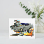 Carte Postale Voiture Chevelle Gris-Noir 1970 (Debout devant)