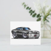 Carte Postale Voiture Chevelle noir-blanc 1970 (Debout devant)