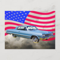 Voiture Chevrolet Impala 1964 Et Drapeau Américain