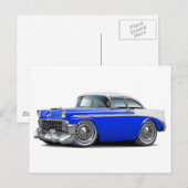 Carte Postale Voiture Chevy Belair bleu-blanc 1956 (Devant / Derrière)