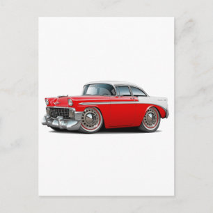 Carte Postale Voiture Chevy Belair Red-White 1956