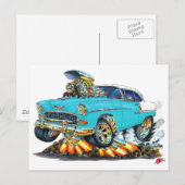 Carte Postale Voiture Chevy Belair Turquoise 1955 (Devant / Derrière)
