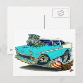 Carte Postale Voiture Chevy Belair Turquoise 1956 (Devant / Derrière)