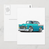 Carte Postale Voiture Chevy Belair Turquoise-White 1955 (Devant / Derrière)