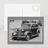 Carte Postale Voiture classique Chevrolet 2 portes 1938 (Devant / Derrière)