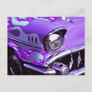 Carte Postale Voiture classique : Chevrolet avec capot en feu