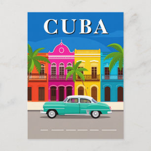 Carte Postale Voiture Classique de Voyage Cuba Vintage