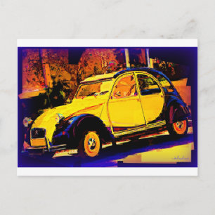 Carte Postale Voiture classique jaune européenne