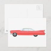 Carte Postale Voiture Classique Rose (Devant / Derrière)