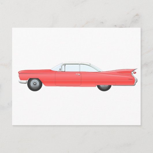 Carte Postale Voiture Classique Rose (Devant)