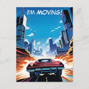 Carte Postale Voiture Comic Book Aller Rapidement Nouvelle Adres