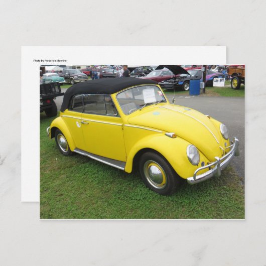 Carte Postale Voiture compacte jaune (Devant / Derrière)