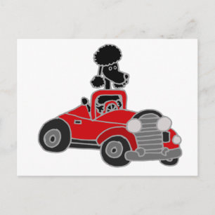 Carte Postale Voiture convertible rouge à canicule noire