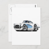 Carte Postale Voiture Corvette Bleu Blanc 1961 (Devant / Derrière)