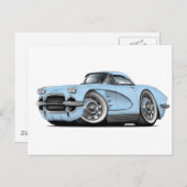 Carte Postale Voiture Corvette Lt Blue 1962 (Devant / Derrière)