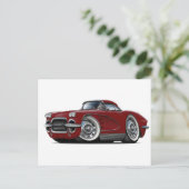 Carte Postale Voiture Corvette Maroon 1962 (Debout devant)