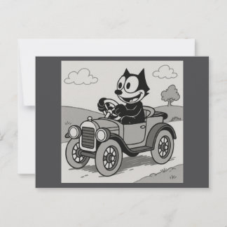 Carte Postale Voiture de conduite de chat de dessin animé