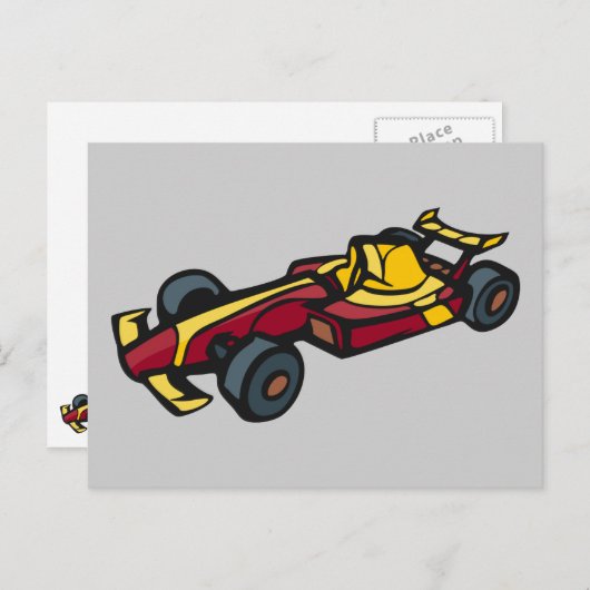 Carte Postale Voiture de course (Devant / Derrière)