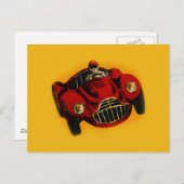 Carte Postale Voiture de course automobile jaune rouge (Devant / Derrière)