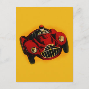 Carte Postale Voiture de course automobile jaune rouge