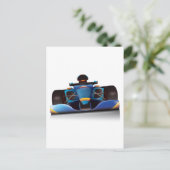 Carte Postale Voiture de course bleue (Debout devant)