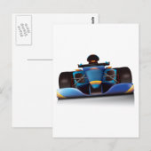Carte Postale Voiture de course bleue (Devant / Derrière)