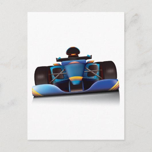 Carte Postale Voiture de course bleue (Devant)