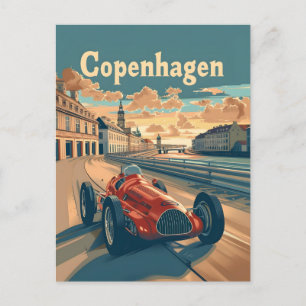 Carte Postale Voiture de course Copenhague Vintage